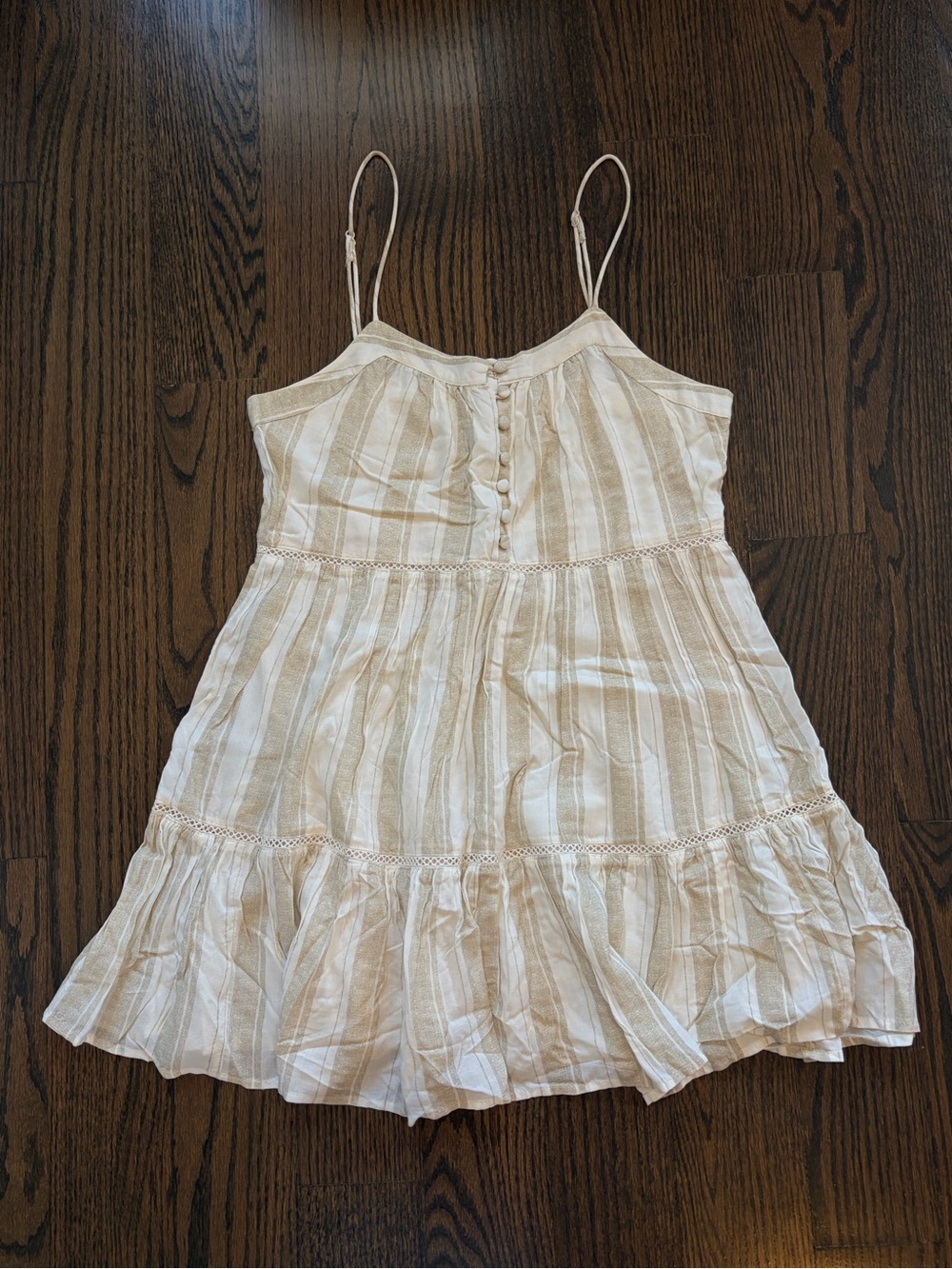 Urban Outfitters Cream & White Striped Sundress - Spaghetti Strap Tiered Dress